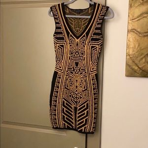 Jealous Tomato S Black Gold Knit Bodycon Dress